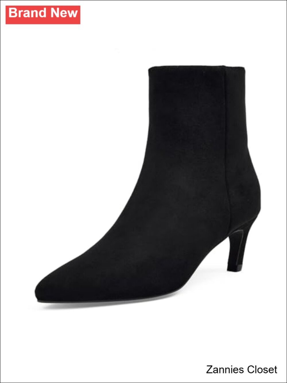 ✨ Pointed Toe Kitten Heel Ankle Booties with Side Zipper Faux Suede Chelsea